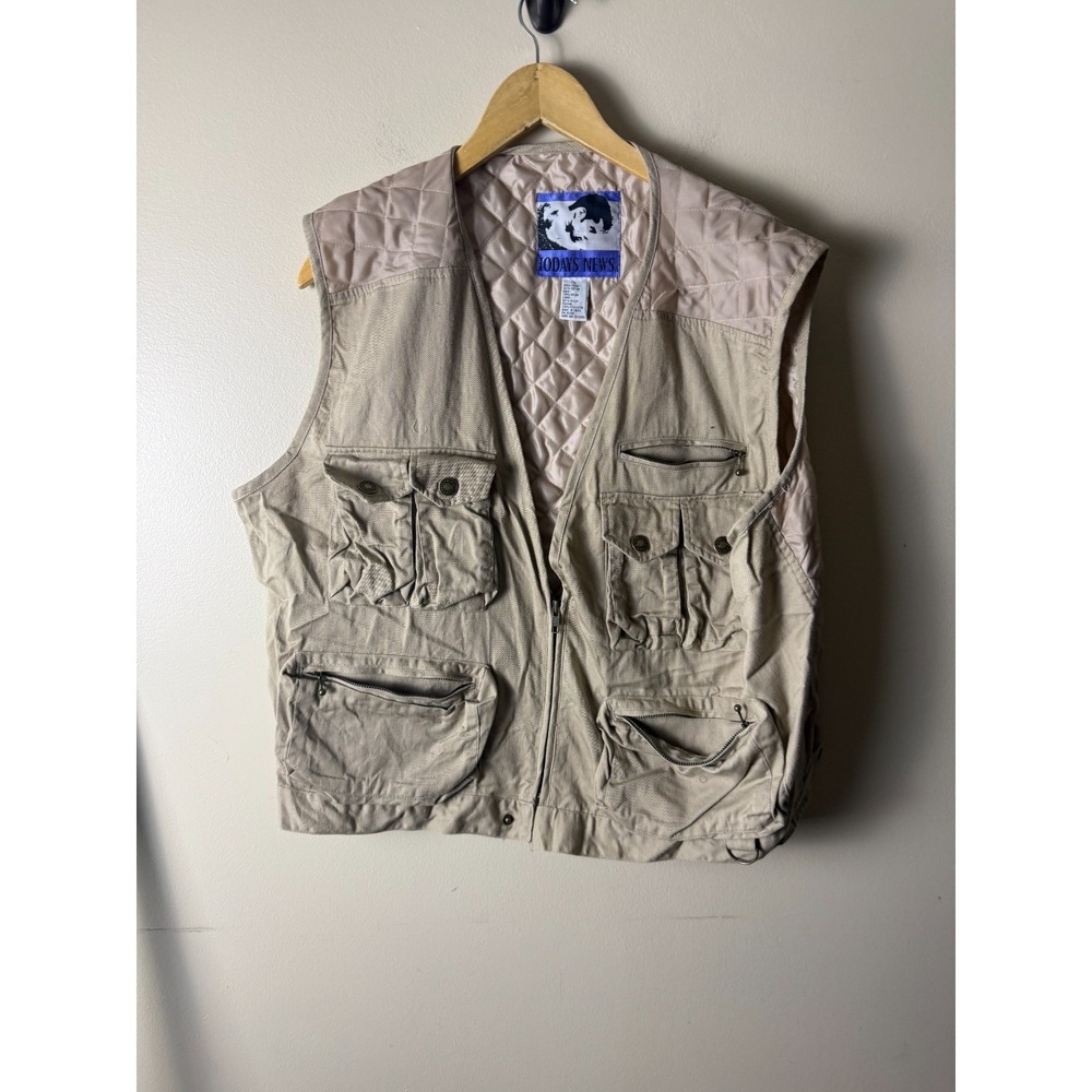 Vintage TODAYS NEWS Vest Hunting Fishing Mens XL Beige Safari Sportsman